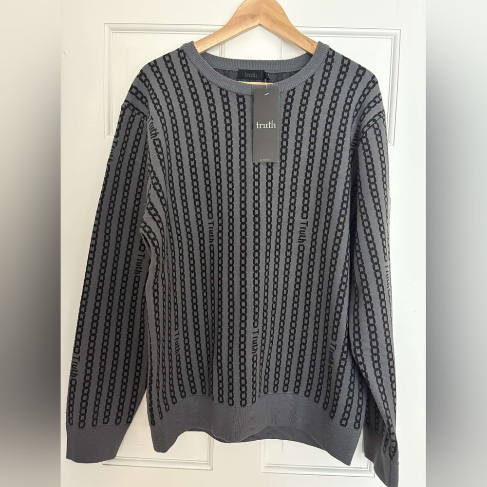 NEW Truth Men's Kith Chain Link Tilden Shadow Crewneck Sweater, Size L